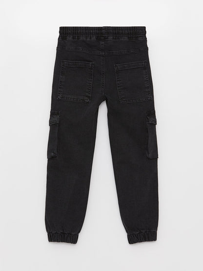 Basic Boy's Jean Jogger Trousers with Elastic Waist