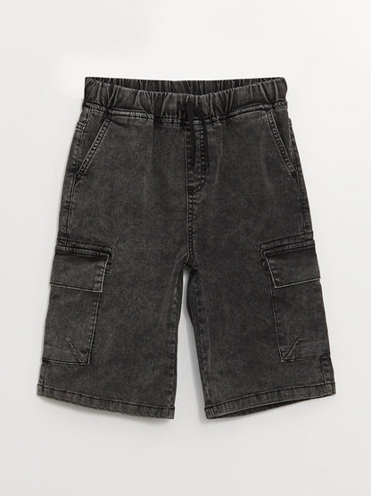 Boys' Cargo Jean Shorts with Elastic Waist