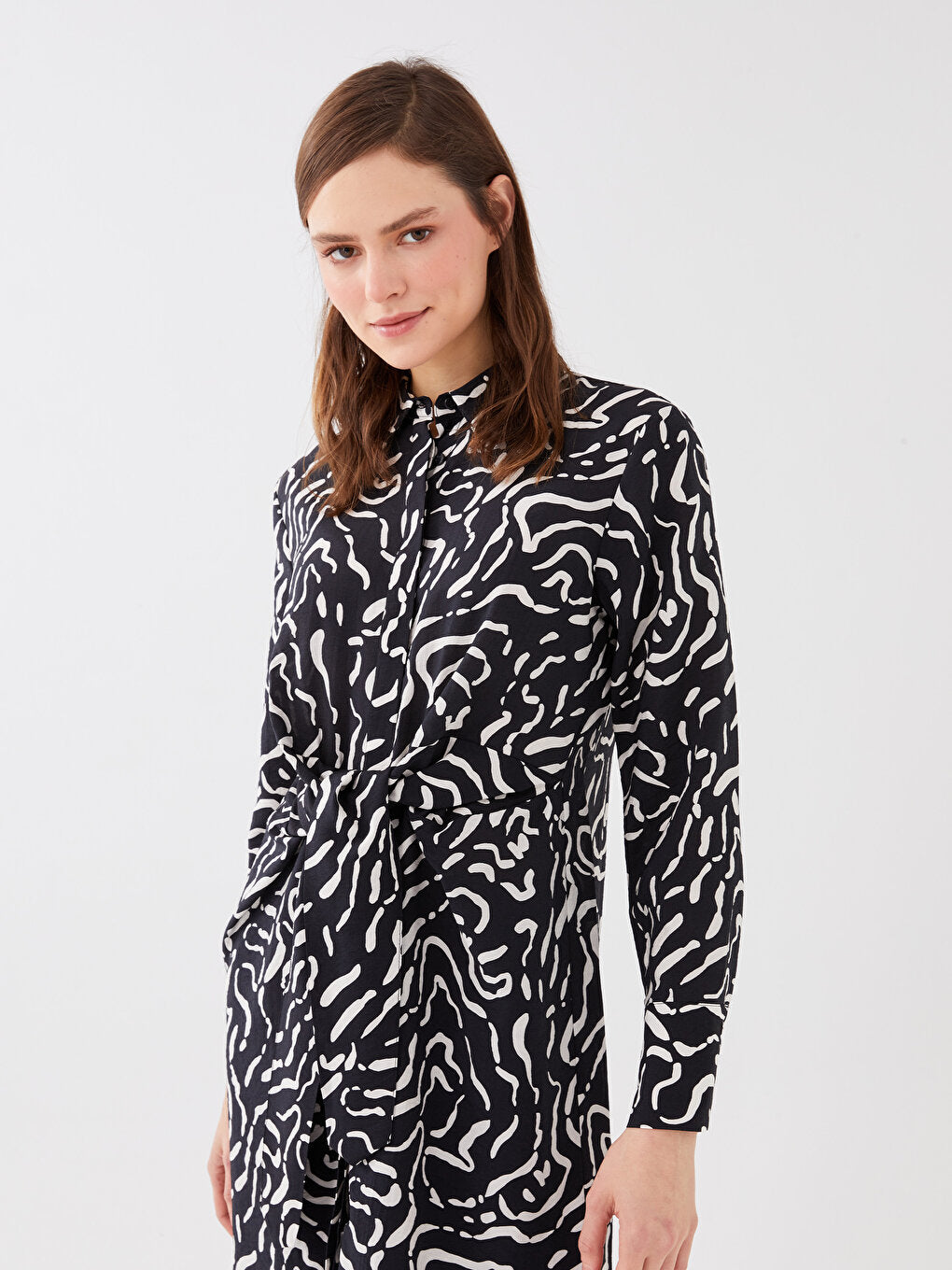 Patterned Long Sleeve Women's Shirt Tunic