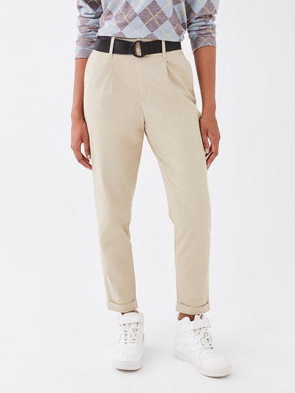 Comfortable Fit Women's Carrot Trousers with Pocket Detail