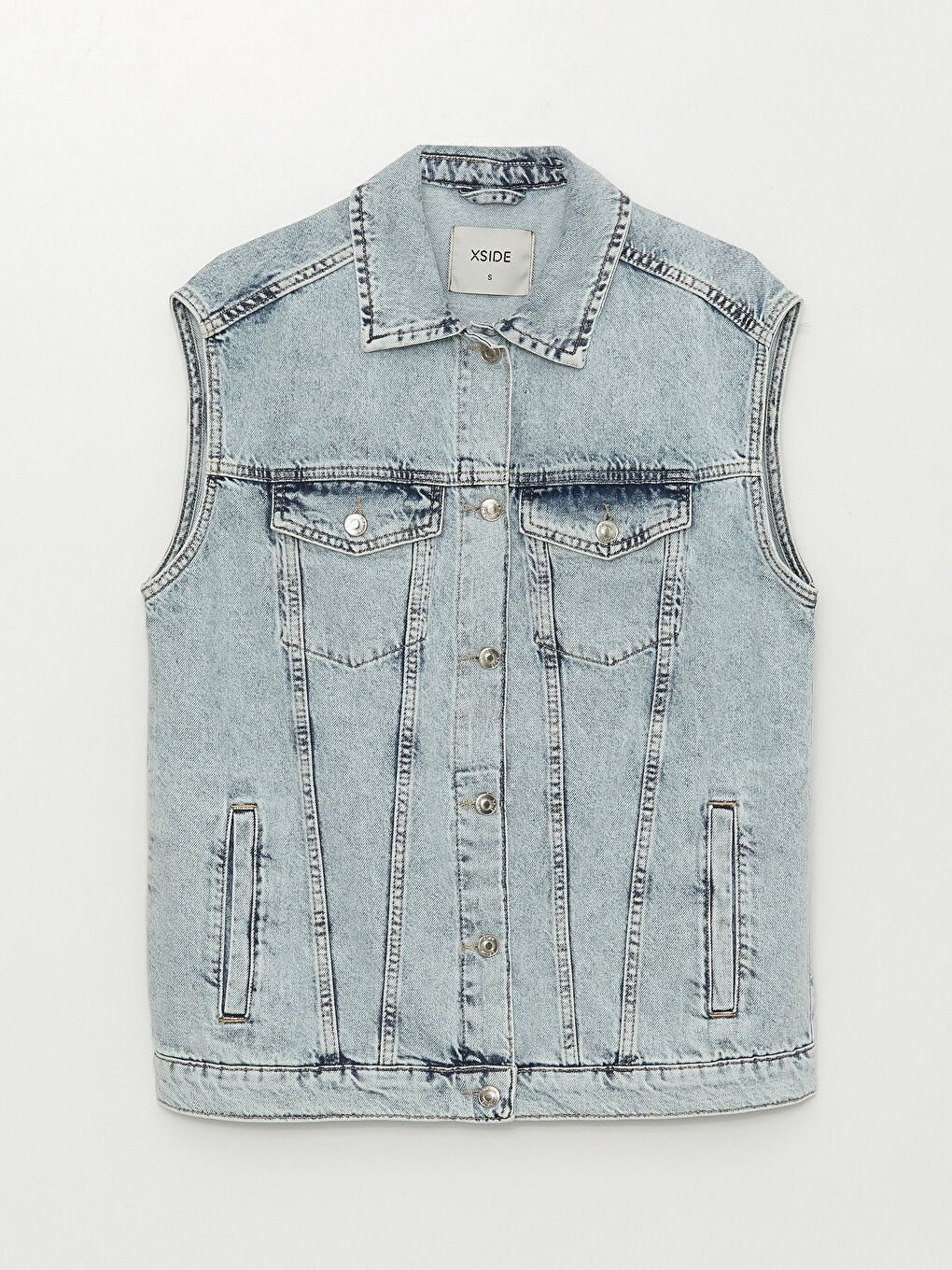 Shirt Collar Women's Jean Vest