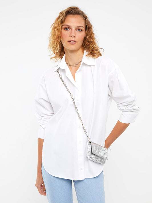 Plain Long Sleeve Poplin Women's Shirt