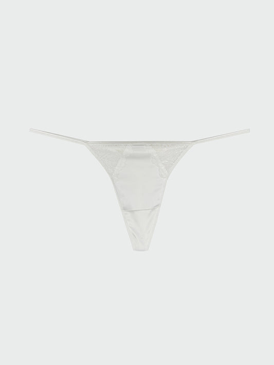 Satin Lace Detailed Thong Panties