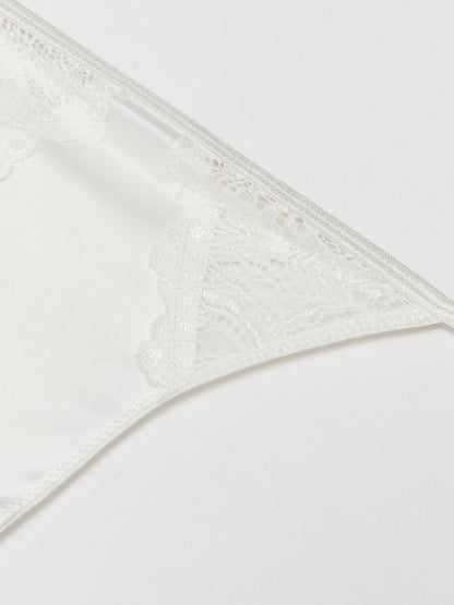 Satin Lace Detailed Thong Panties