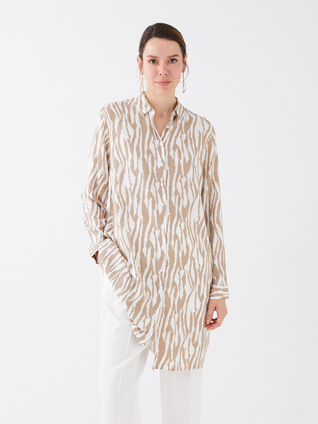 Patterned Long Sleeve Women's Shirt Tunic