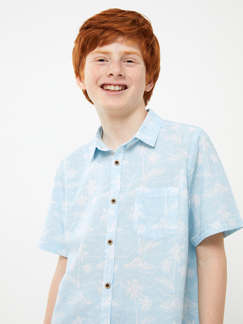 Patterned Short Sleeve Boy's Shirt