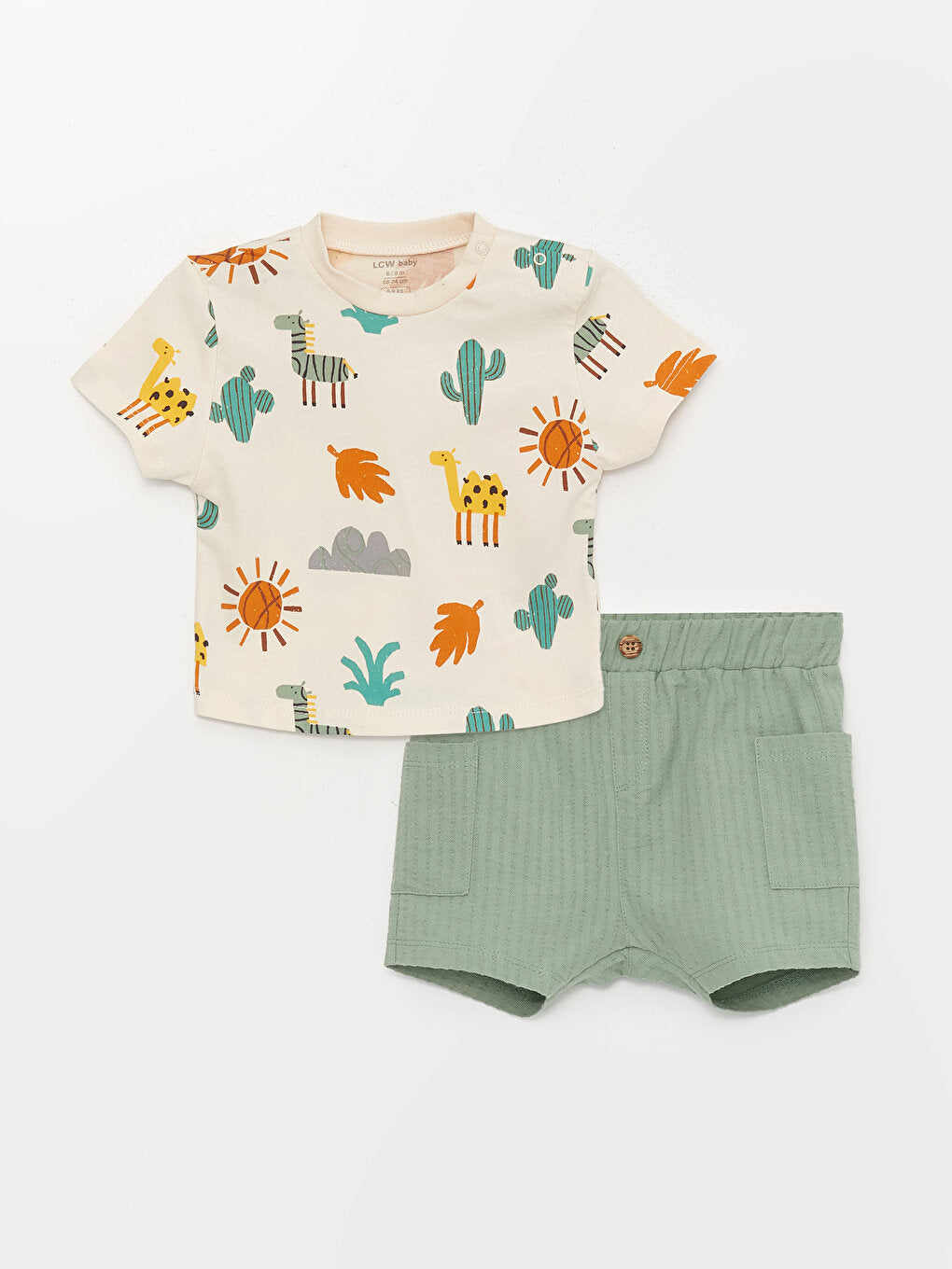 Crew Neck Short Sleeve Baby Boy T-Shirt and Shorts Set of 2