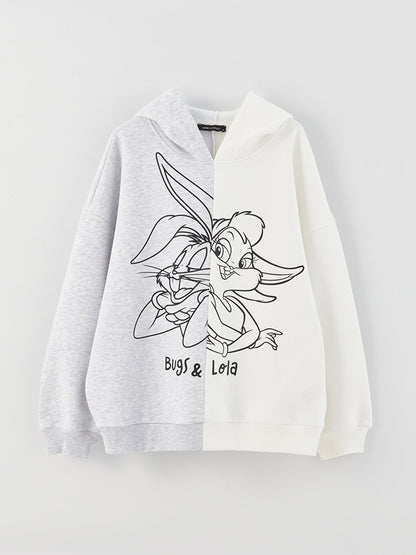 Bugs Bunny Printed Long Sleeve Oversize Women's Hoodie