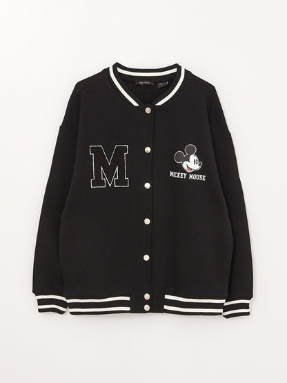 Mickey Mouse Printed Long Sleeve Oversize Women's College Jacket