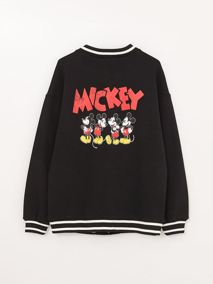 Mickey Mouse Printed Long Sleeve Oversize Women's College Jacket