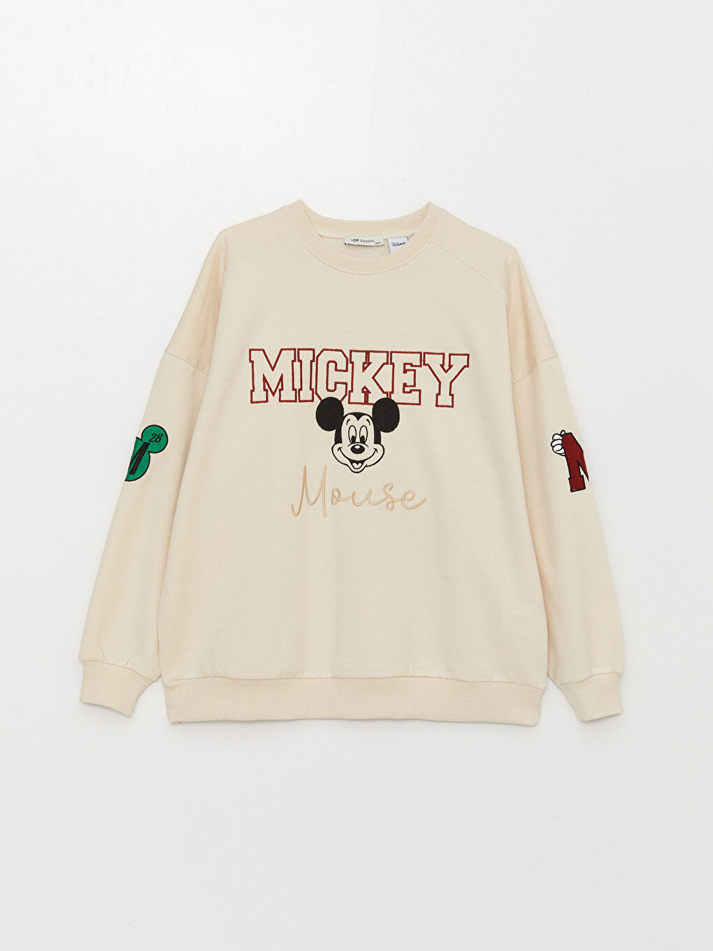 Crew Neck Mickey Mouse Printed Long Sleeve Oversize Women's Sweatshirt