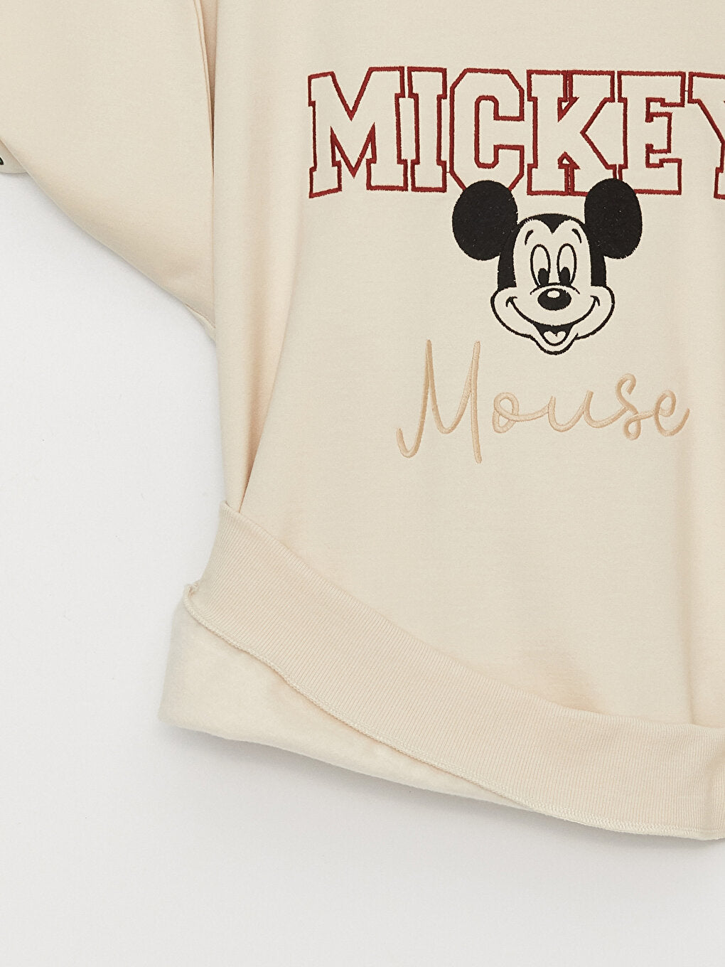 Crew Neck Mickey Mouse Printed Long Sleeve Oversize Women's Sweatshirt