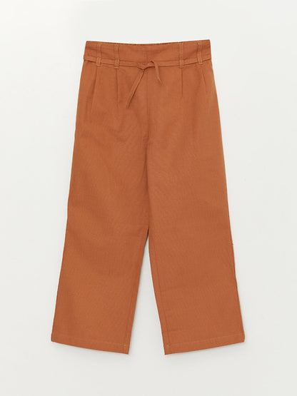 Basic Wide Leg Girls' Trousers with Elastic Waist