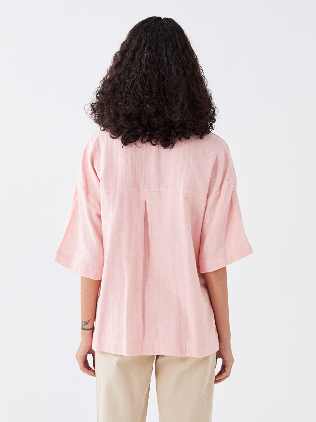 Plain Short Sleeve Oversize Women's Shirt