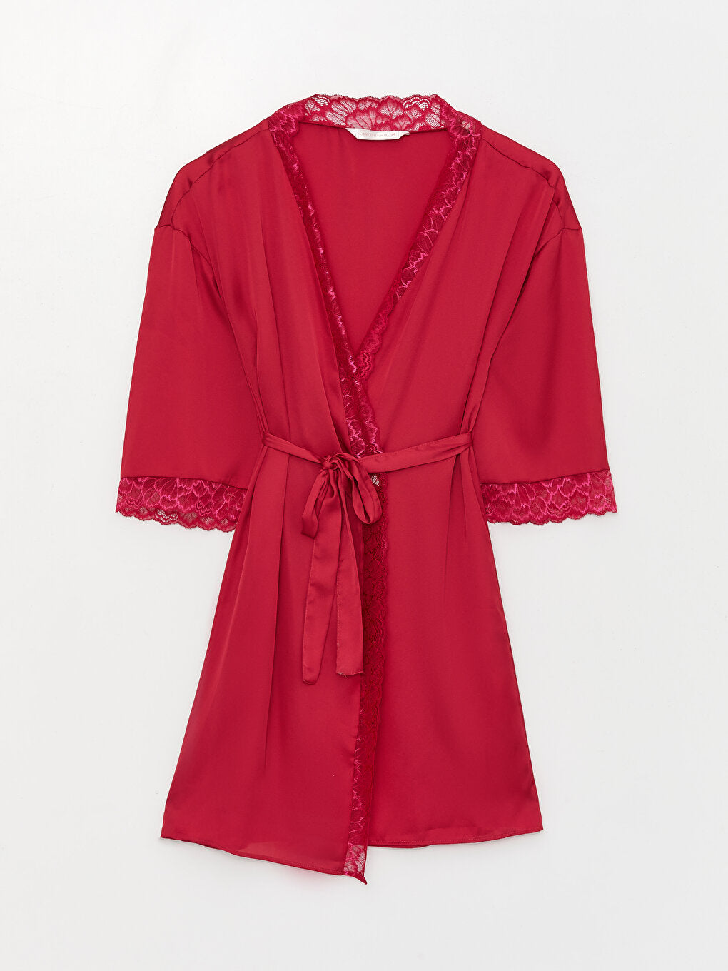 Shawl Collar Lace Detailed Satin Women's Dressing Gown