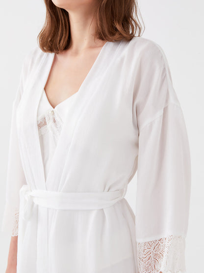 Shawl Collar Bride Printed Long Sleeve Satin Women's Dressing Gown