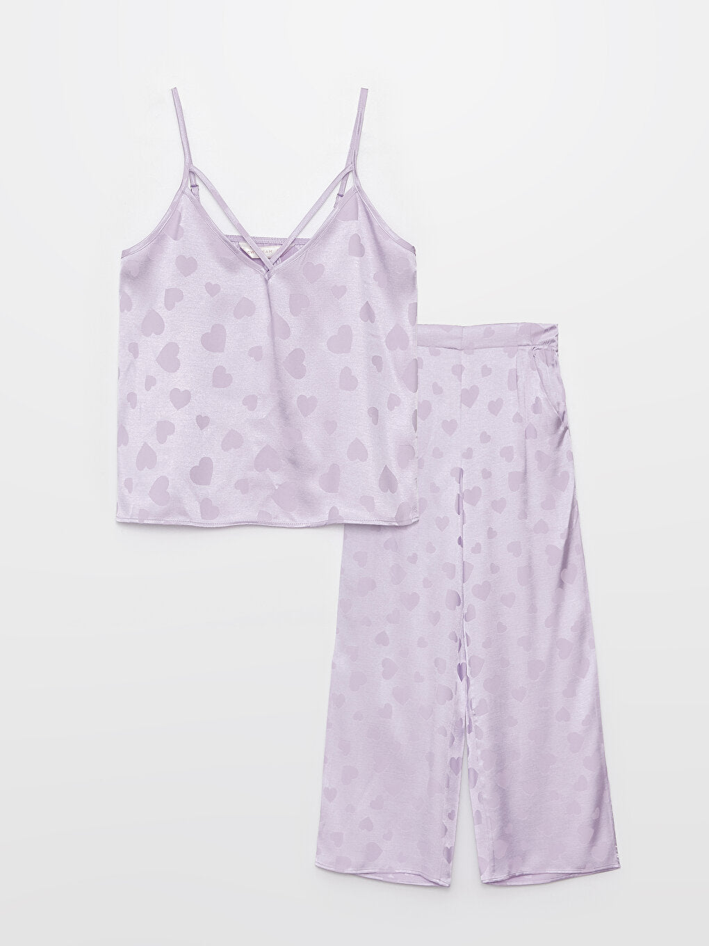 Women's V-Neck Rope Strap Patterned Pajama Set