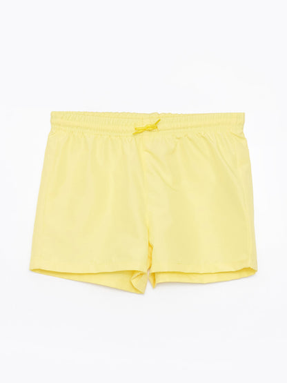 Basic Girls' Swim Shorts with Elastic Waist