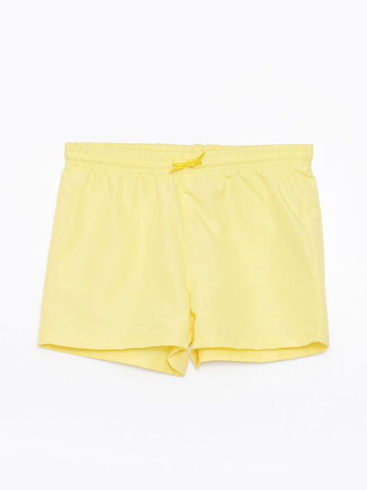 Basic Girls' Swim Shorts with Elastic Waist