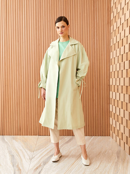 Jacket Collar Plain Long Sleeve Women's Trench Coat