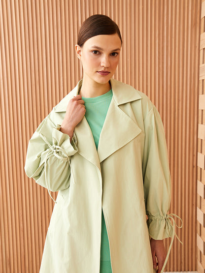 Jacket Collar Plain Long Sleeve Women's Trench Coat