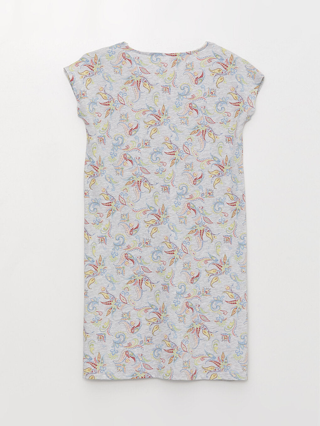 V-Neck Patterned Short Sleeve Women's Nightgown