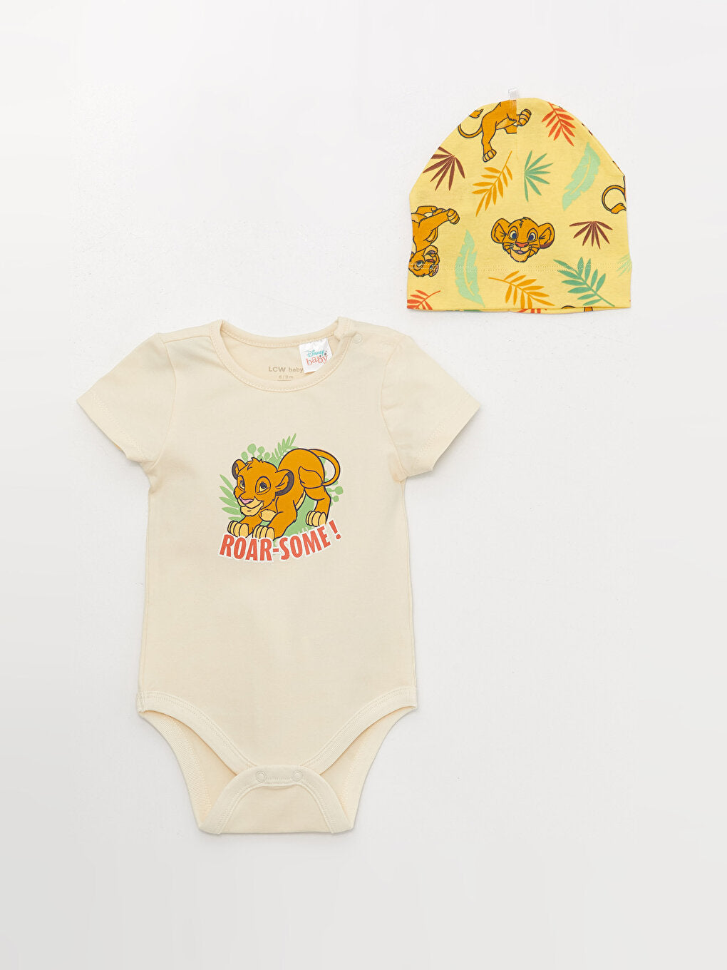 Crew Neck Short Sleeve Lion King Printed Baby Boy 3-Piece Set