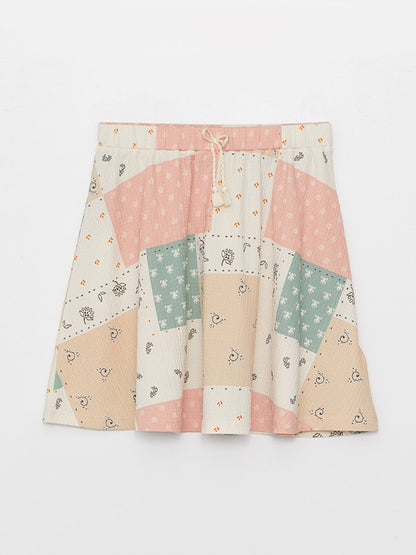 Patterned Girl's Skirt with Elastic Waist