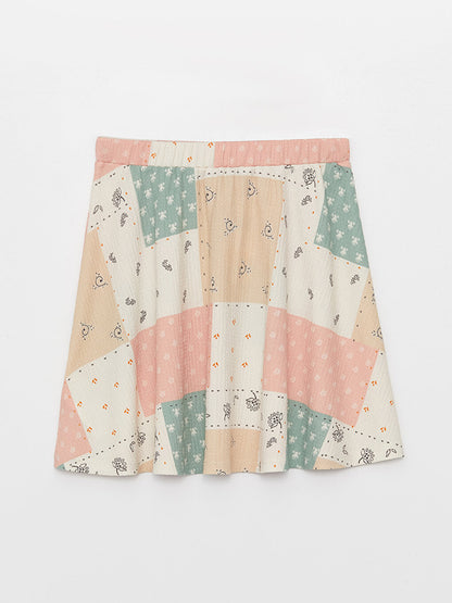 Patterned Girl's Skirt with Elastic Waist