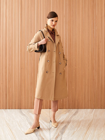 Jacket Collar Plain Long Sleeve Gabardine Women's Trench Coat