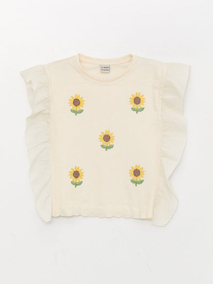 Crew Neck Embroidered Girl's T-Shirt