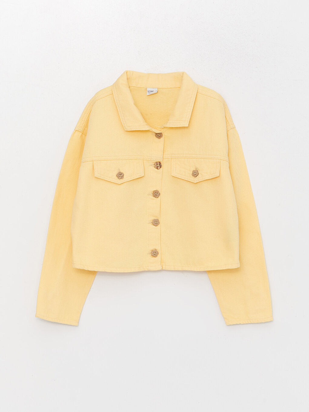 Shirt Collar Girl's Crop Jacket