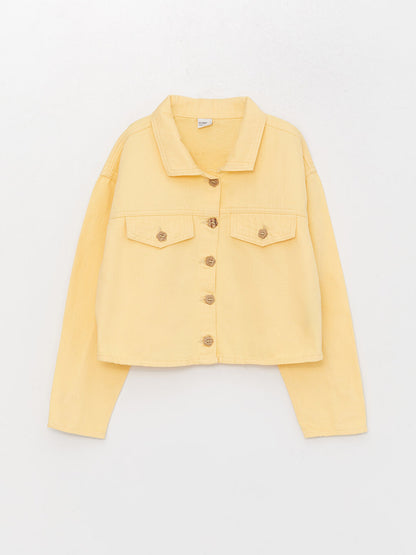 Shirt Collar Girl's Crop Jacket