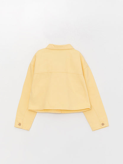 Shirt Collar Girl's Crop Jacket