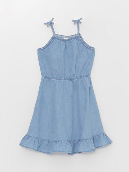 Square Neck Girl's Jean Dress