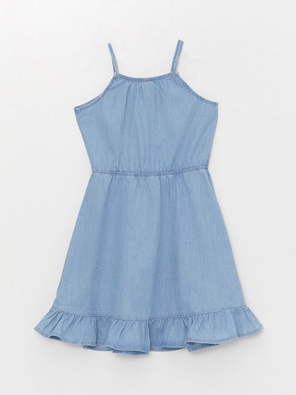 Square Neck Girl's Jean Dress