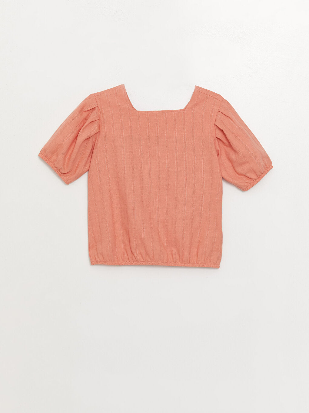 Square Neck Linen Blend Girl's Blouse