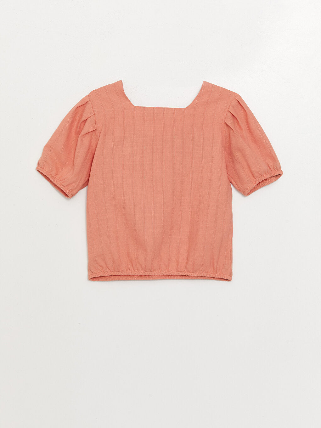 Square Neck Linen Blend Girl's Blouse