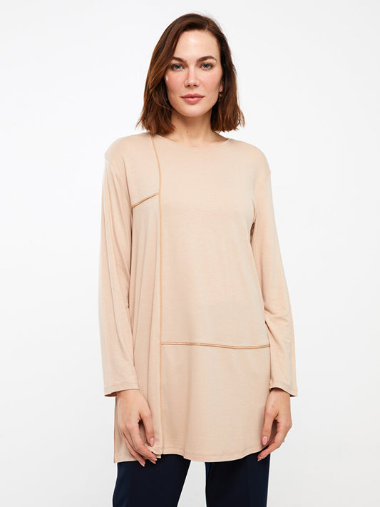 Crew Neck Plain Long Sleeve Women's Tunic