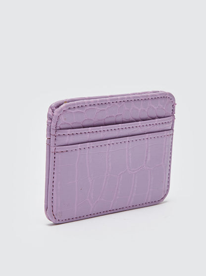 Leather Look Crocodile Patterned Women's Card Holder