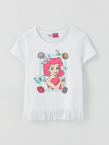 Crew Neck Disney Princess Printed Short Sleeve Girls' T-Shirt