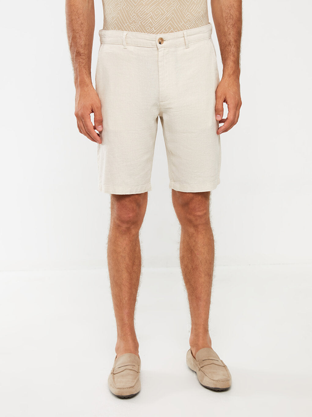 Slim Fit Linen Blend Men's Shorts