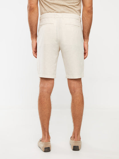 Slim Fit Linen Blend Men's Shorts