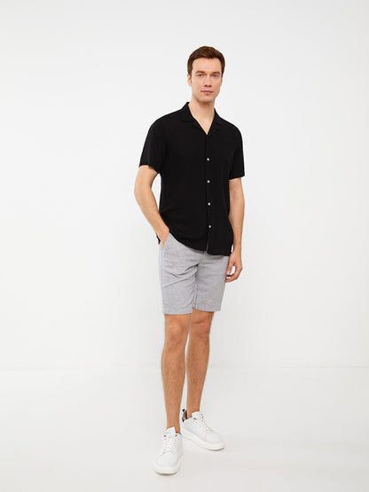 Slim Fit Linen Blend Men's Shorts