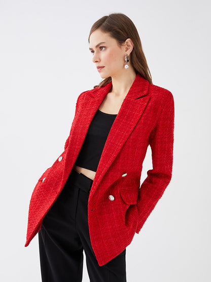 Self-patterned Long Sleeve Women's Blazer Jacket