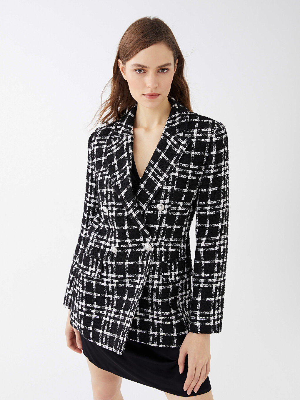 Patterned Long Sleeve Women's Blazer Jacket