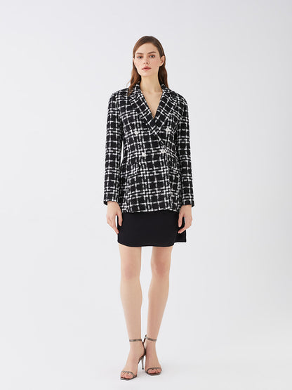 Patterned Long Sleeve Women's Blazer Jacket