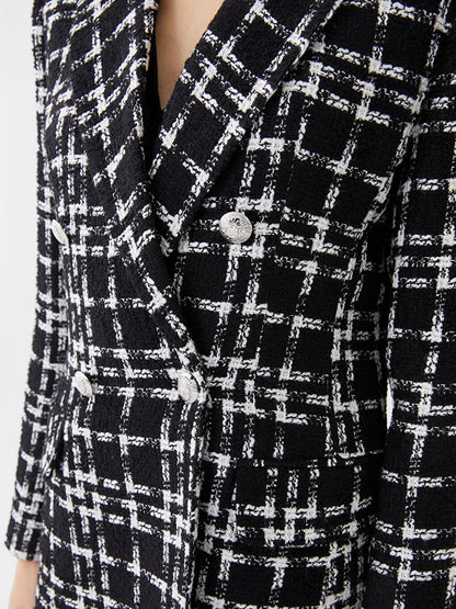 Patterned Long Sleeve Women's Blazer Jacket