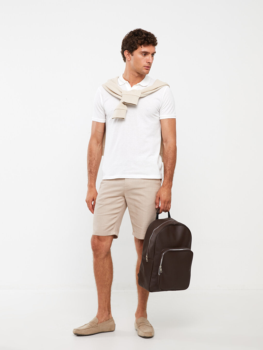 Slim Fit Men's Shorts with Waist Tie Detail