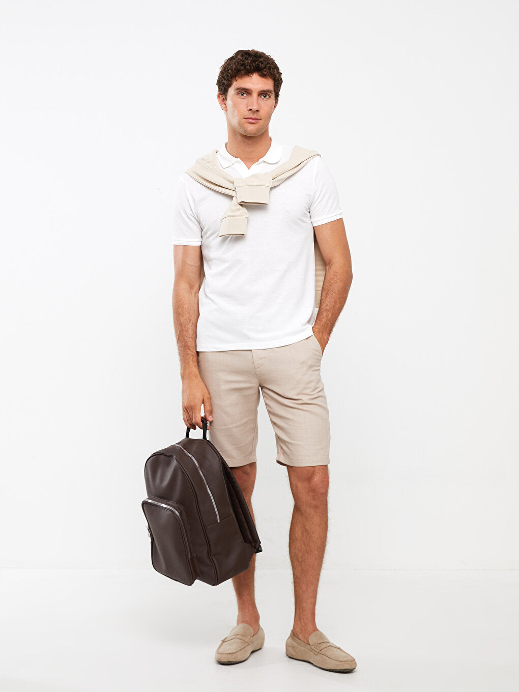 Slim Fit Men's Shorts with Waist Tie Detail